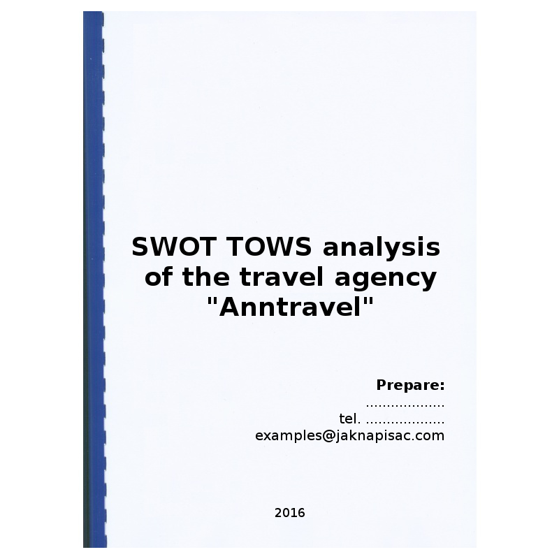 SWOT TOWS analysis of the travel agency Anntravel