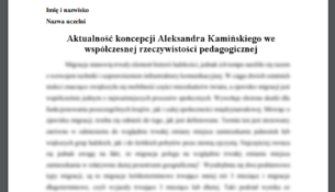 Esej: Aktualność koncepcji Aleksandra Kamińskiego we współczesnej rzeczywistości pedagogicznej